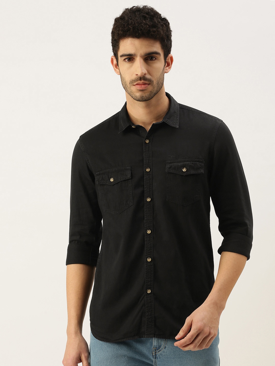 

Flying Machine Men Charcoal Grey Slim Fit Opaque Casual Shirt