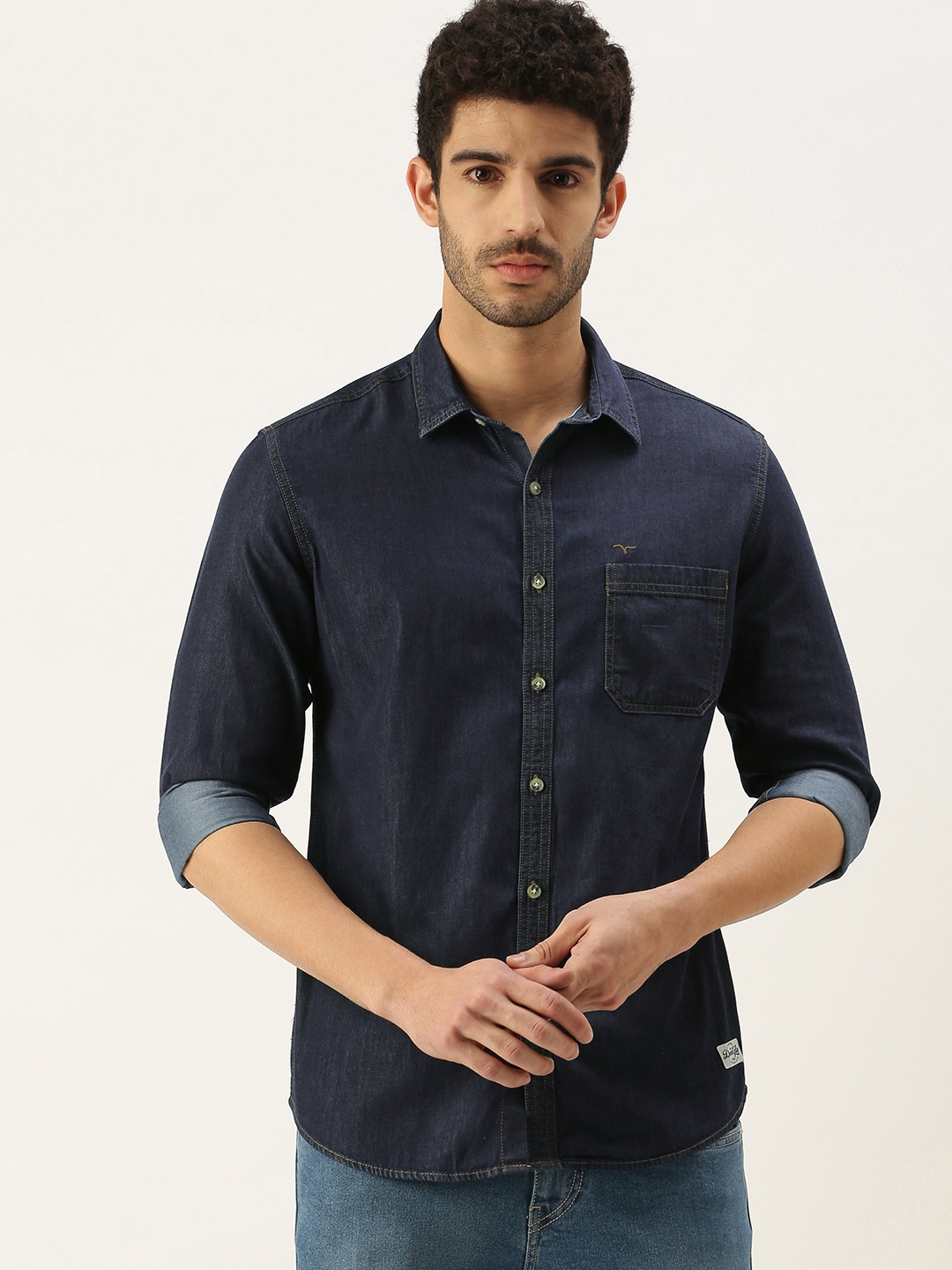 

Flying Machine Men Blue Slim Fit Opaque Casual Shirt