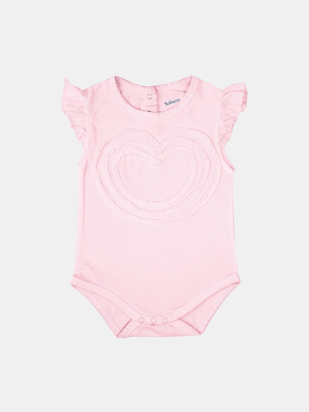 

Softsens Infant Kids Pink Solid Pure Organic Cotton Flutter Sleeve Bodysuit