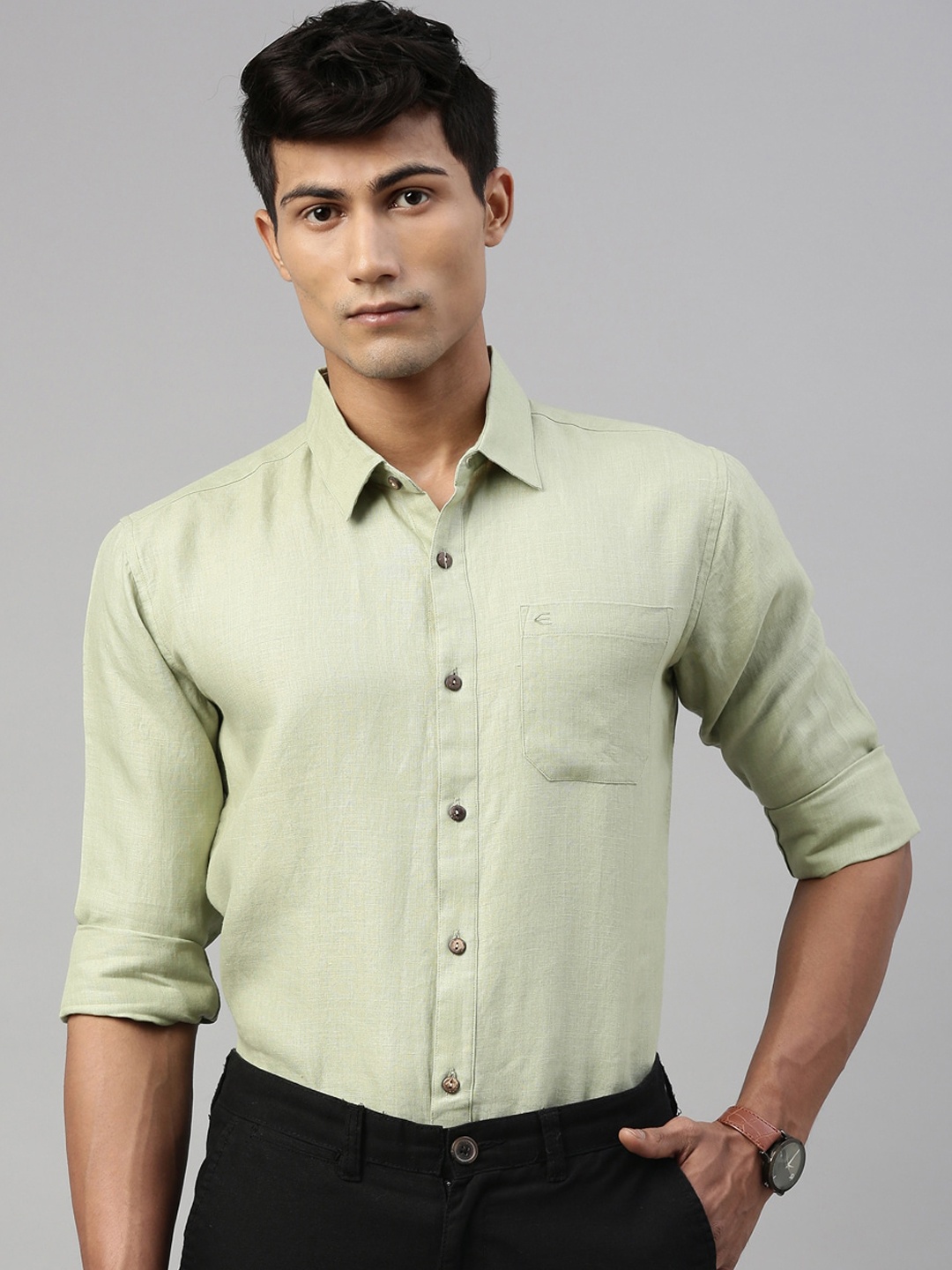 

Ecentric Regular Fit Eco-Friendly Full Sleeve Shirt, Olive