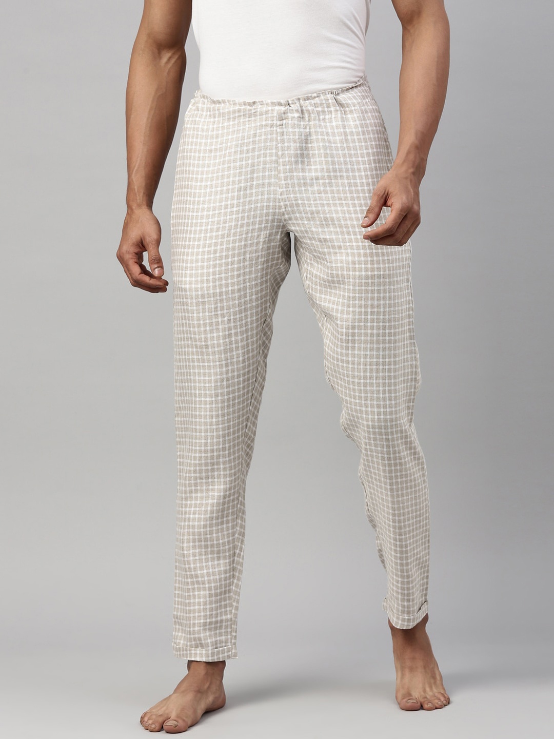 

Ecentric Checked Eco-Friendly Hemp Sustainable Lounge Pants, Beige