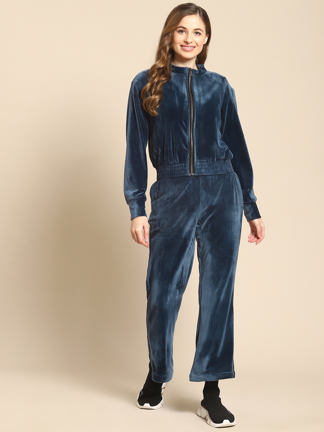 

WoowZerZ Women Blue Solid Tracksuit
