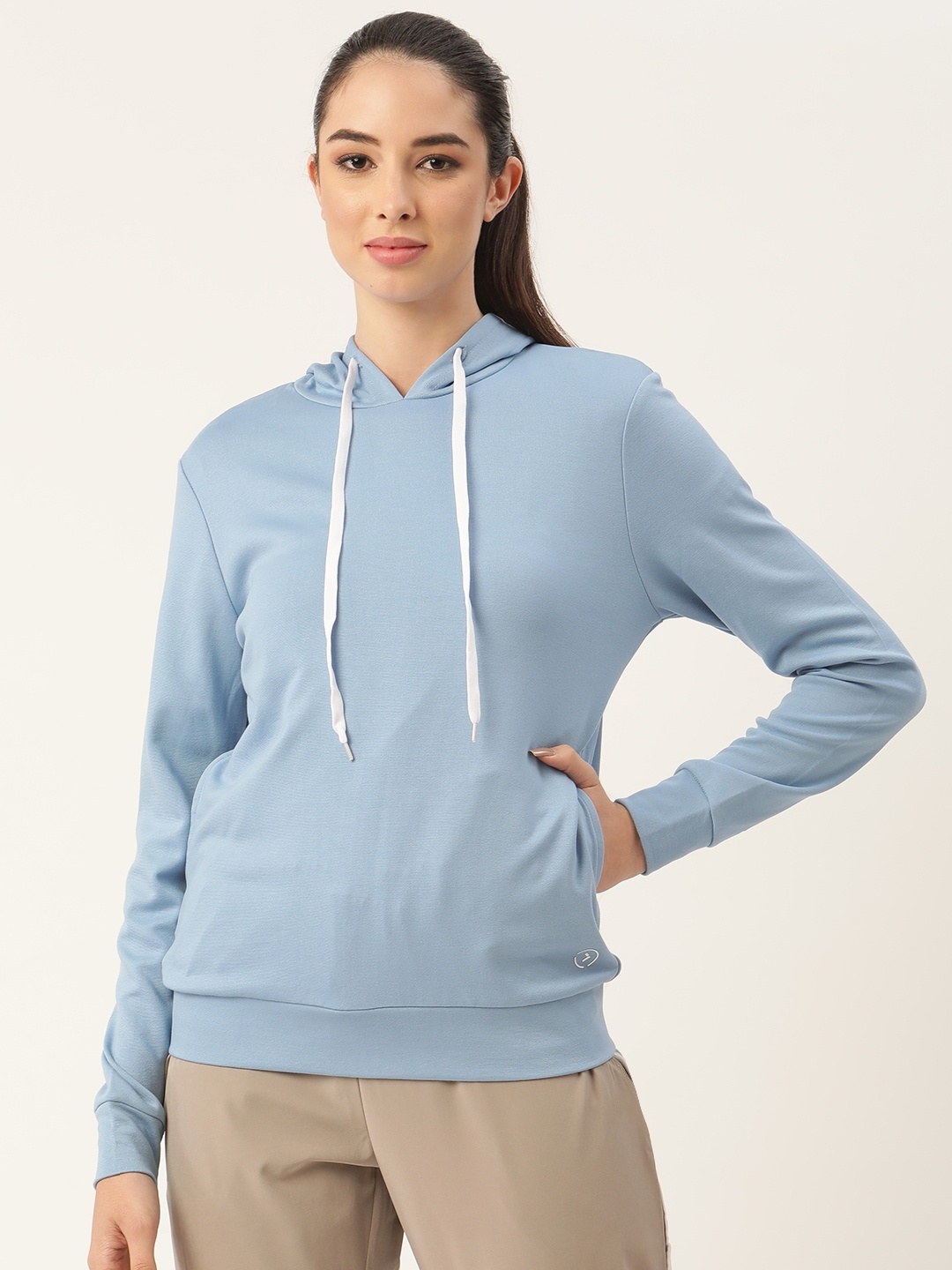 

KICA Women Blue Solid Super Soft Comfortable Fit Back Zip Outdoor Sporty Jacket