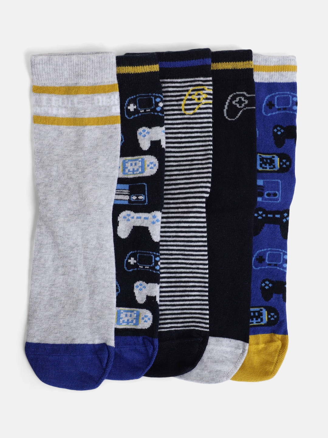 

Marks & Spencer Boys Pack of 5 Printed Calf-Length Socks, Grey