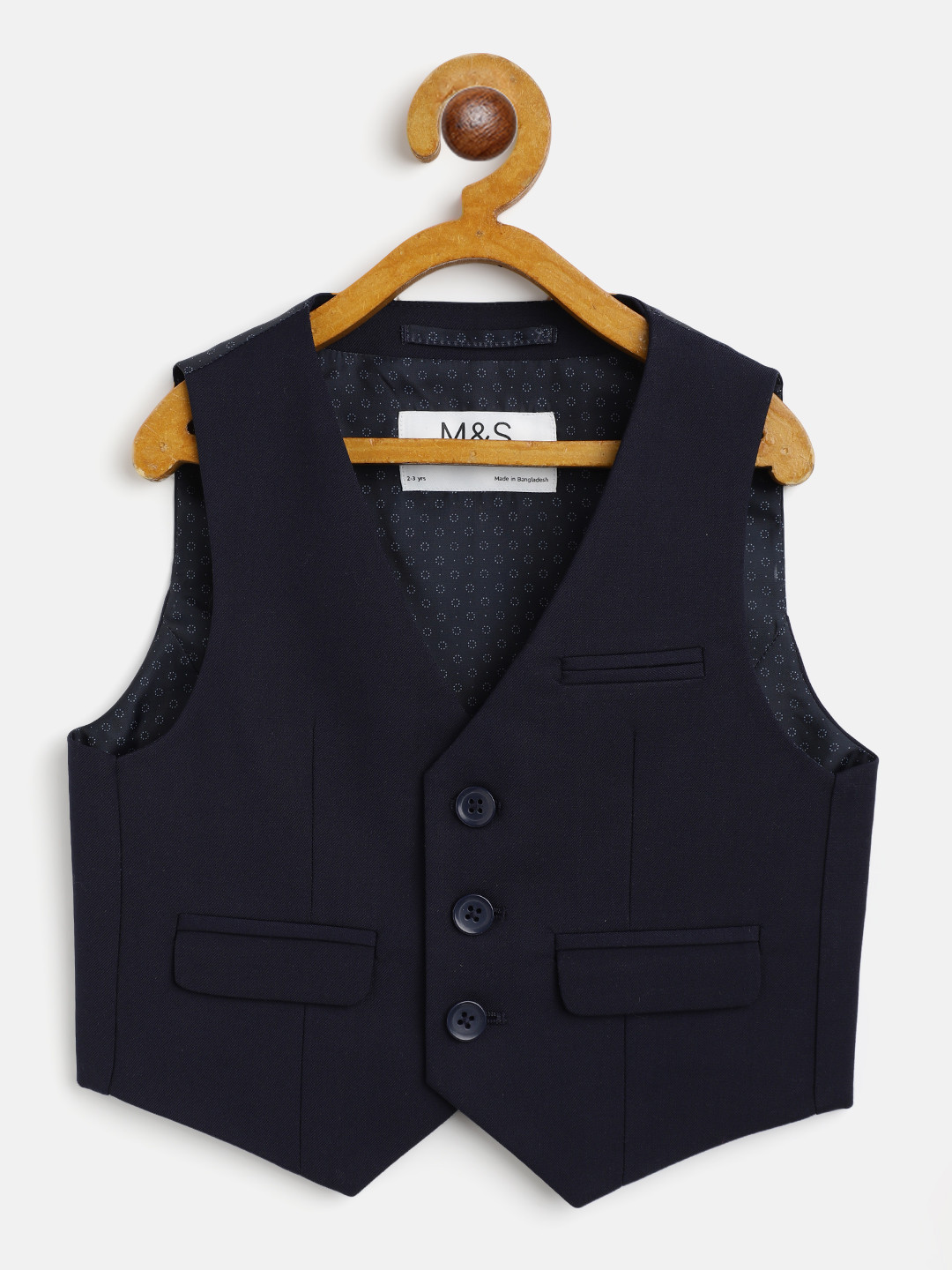 

Marks & Spencer Boys Navy Blue Solid Waistcoat
