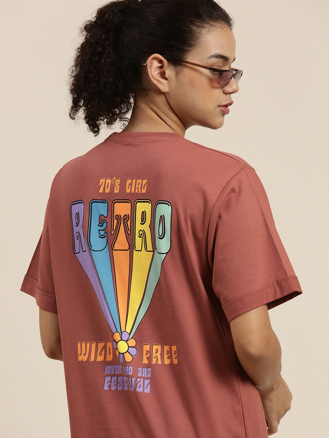 

DILLINGER Women Rose Typography Printed OversizedT-shirt