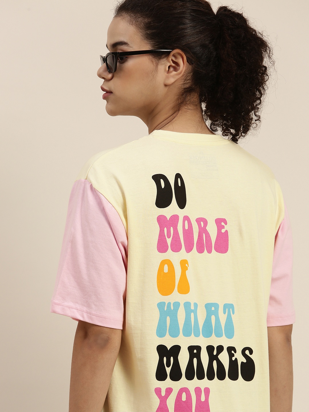 

DILLINGER Women Cream-Coloured Typography Printed Pure Cotton OversizedT-shirt