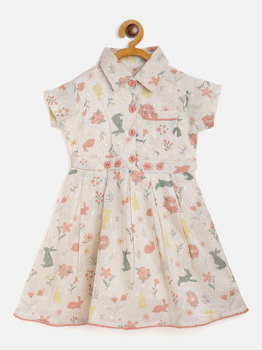 

Bella Moda Girls Beige Floral Fit & Flare Dress