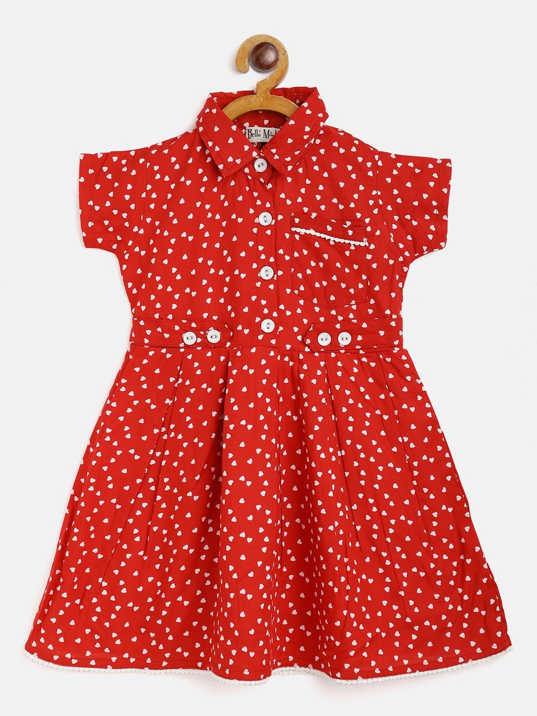 

Bella Moda Girls Red & White Printed Fit & Flare Dress