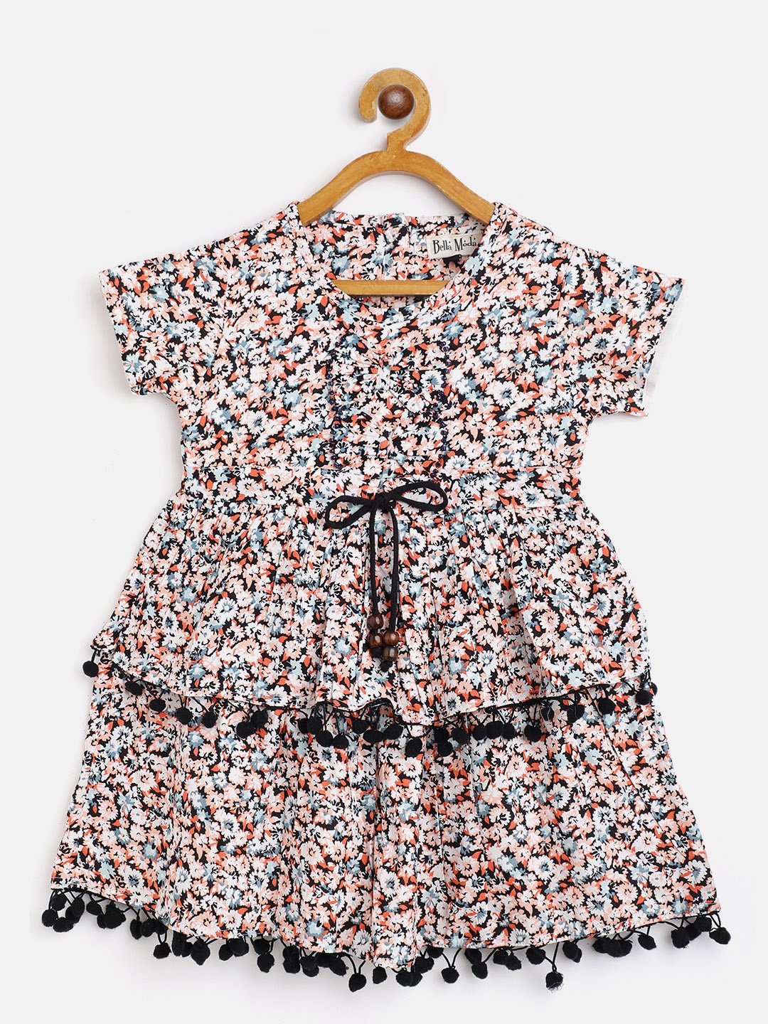 

Bella Moda Girls Multicoloured Floral Fit & Flare Dress, Multi