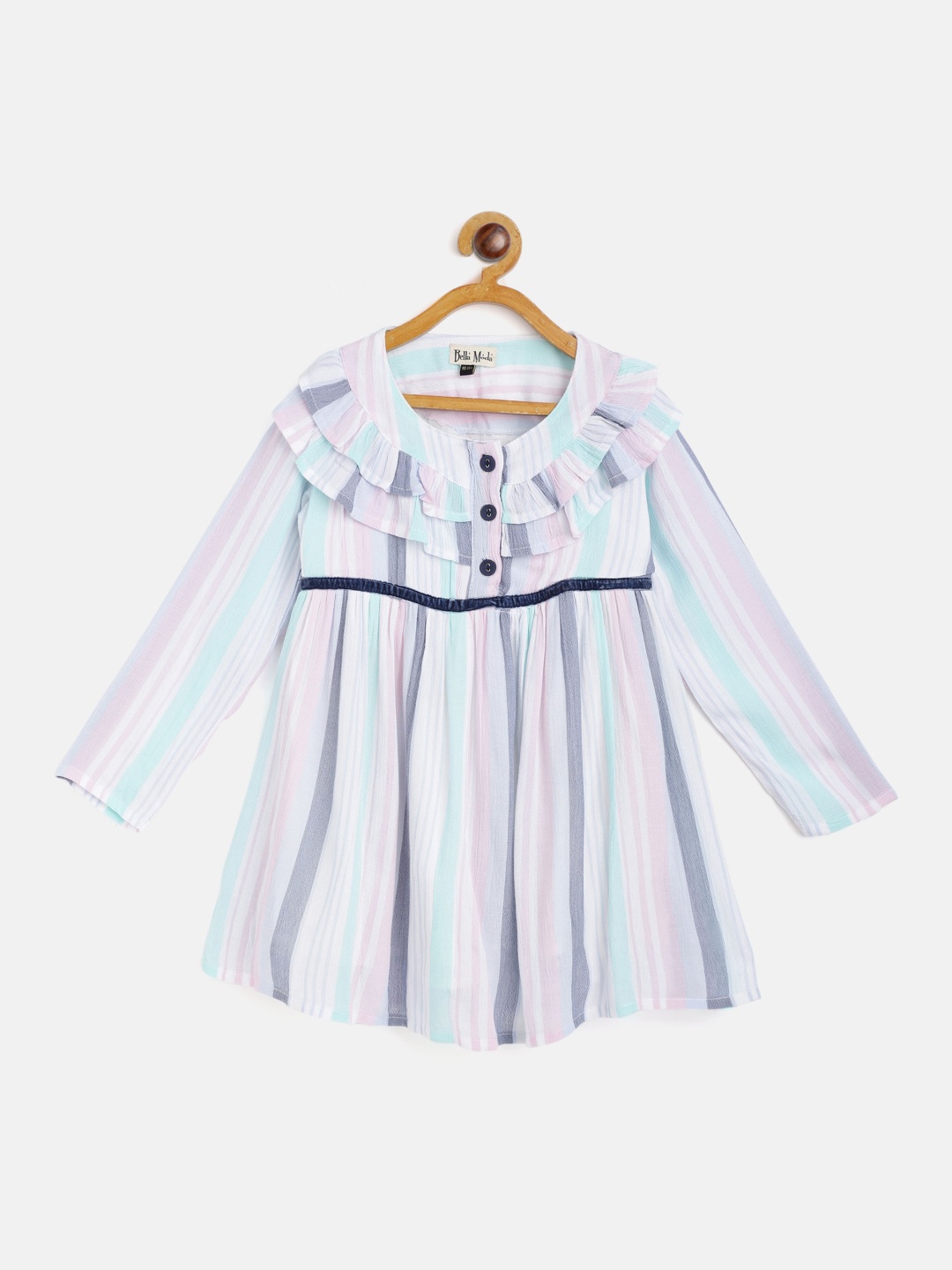 

Bella Moda Girls Multicoloured Striped Fit & Flare Dress, Multi