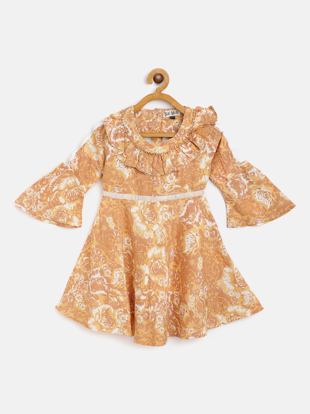 

Bella Moda Girls Beige Floral Fit and Flare Dress