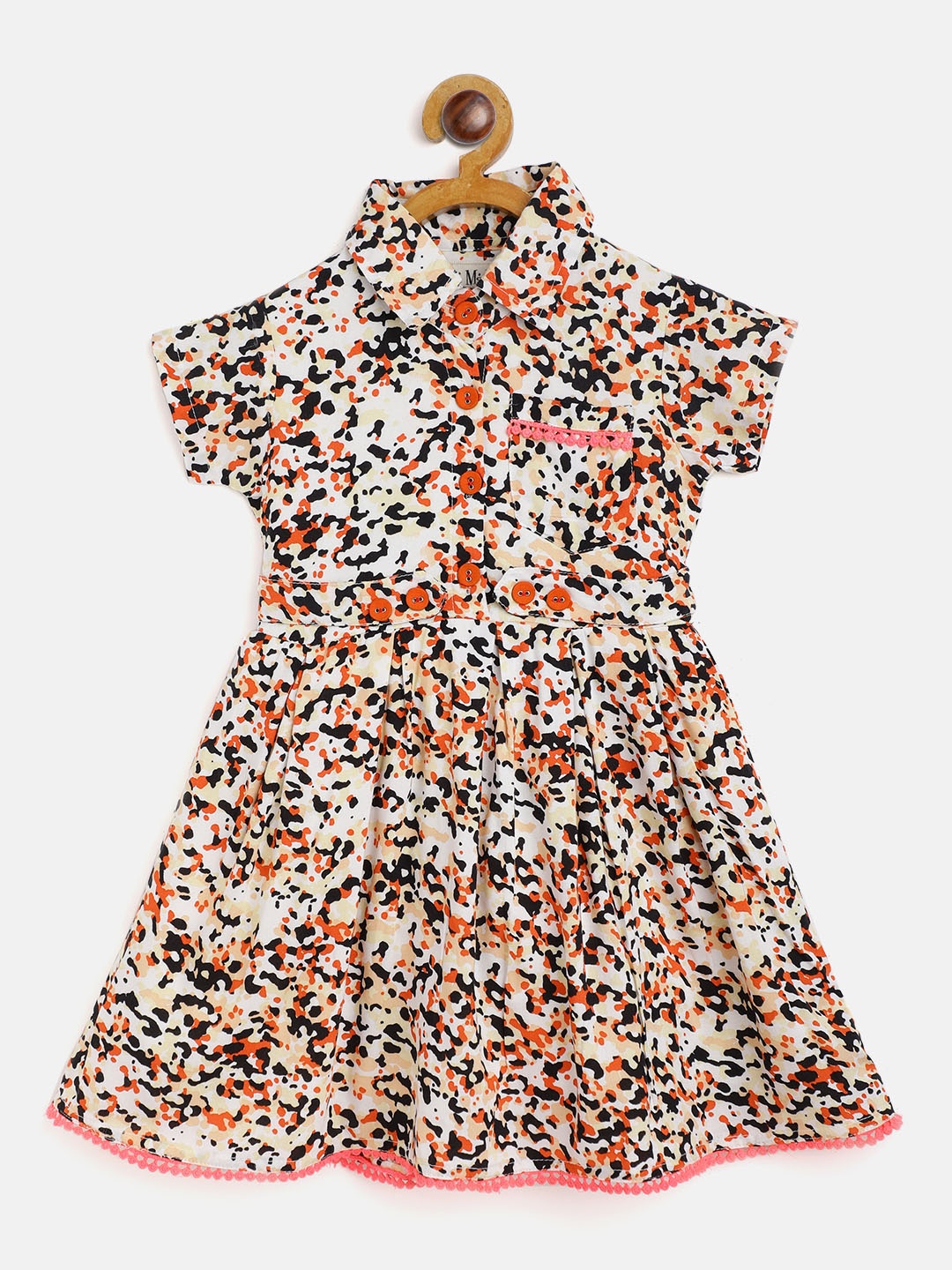 

Bella Moda Girls Multicoloured Printed Fit and Flare Dress, Multi