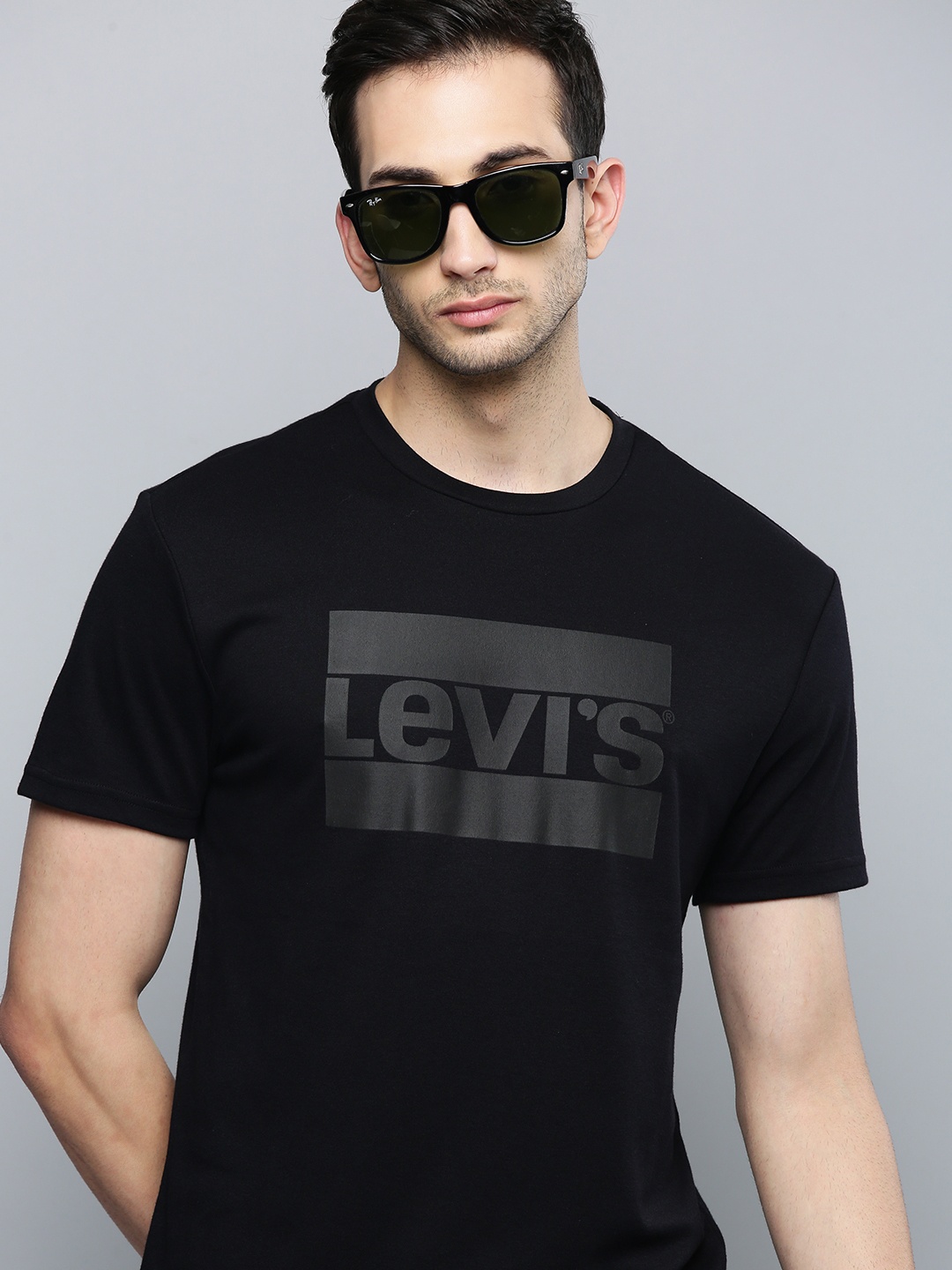 

Levis Men Black Brand Logo Printed T-shirt