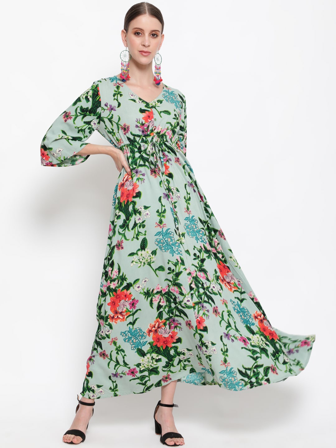 

antaran Women Green Floral Printed Dress