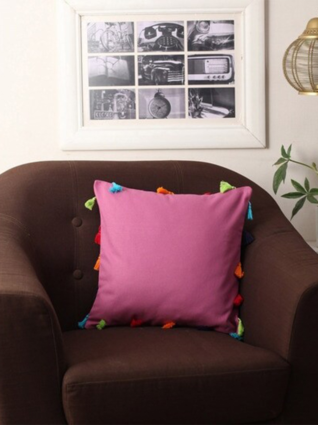

Lushomes Pink & Blue Set of 3 Square Cushion Covers