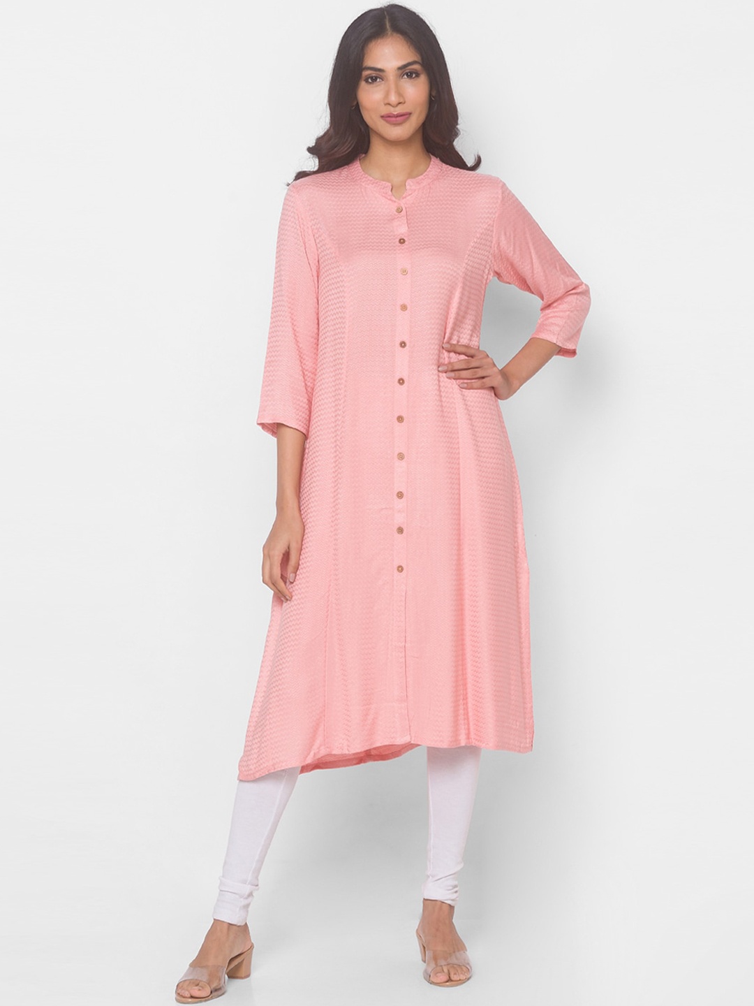 

Globus Women Pink Chevron Printed Kurta