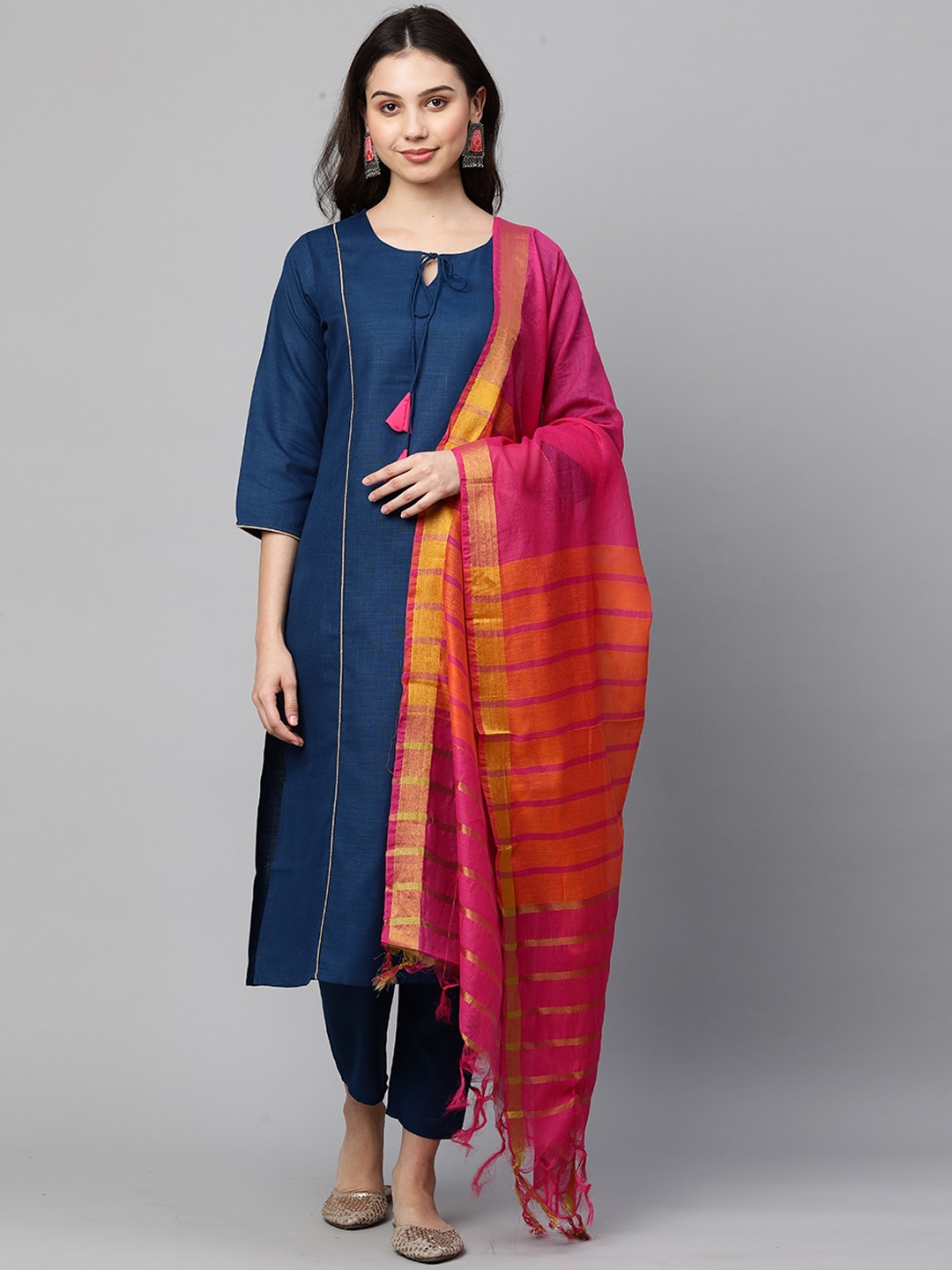 

KALINI Women Navy Blue Kurta with Trousers & With Dupatta