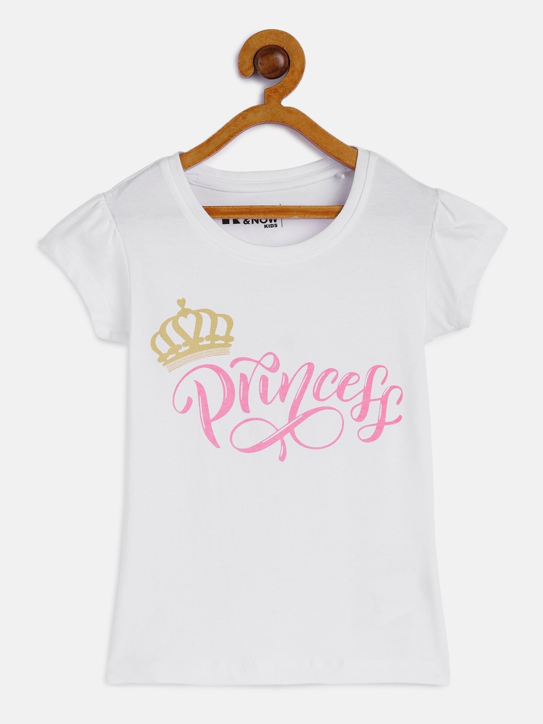 

HERE&NOW Girls White Typography Pure Cotton T-shirt