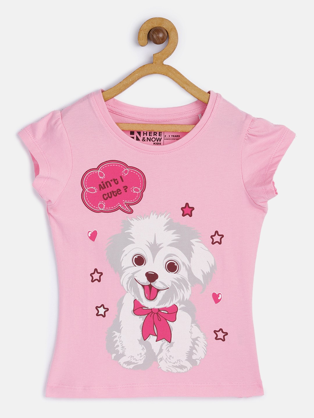 

HERE&NOW Girls Pink Printed T-shirt