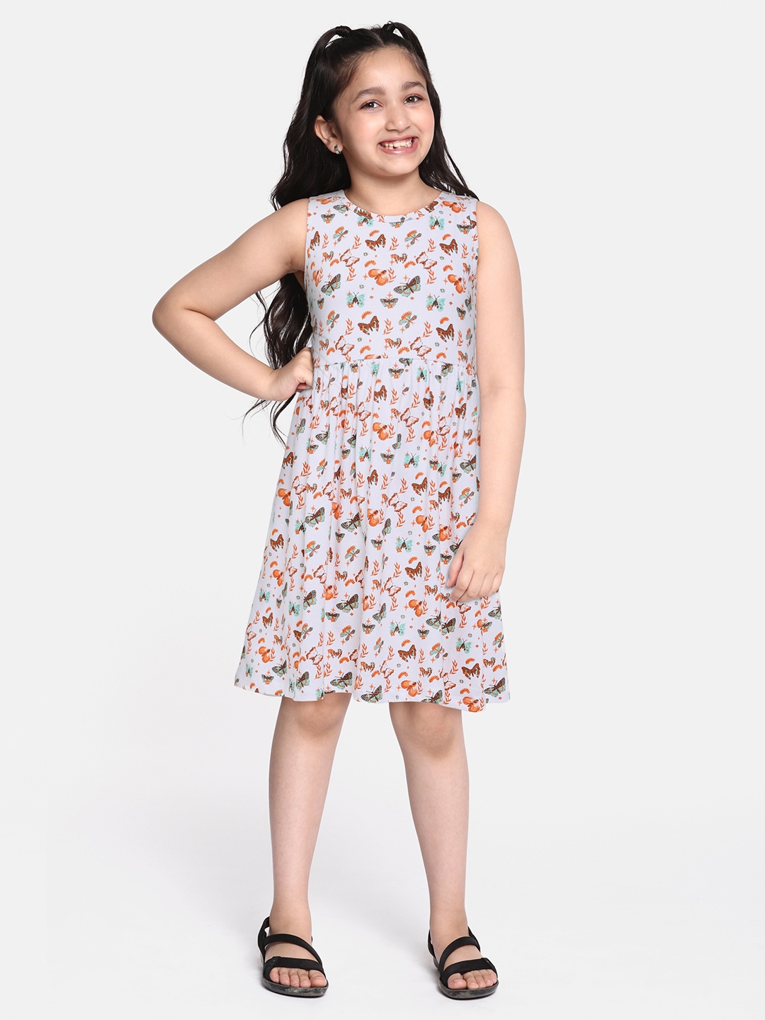 

HERE&NOW White Floral Cotton Fit & Flare Dress