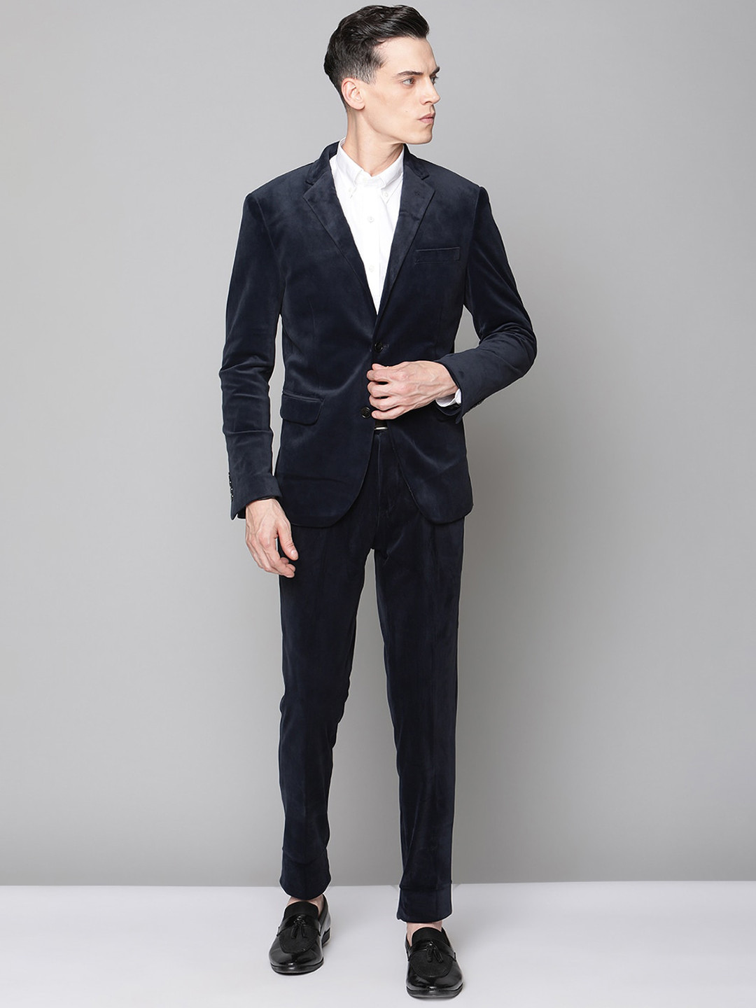 

LINDBERGH Men Navy Blue Solid Slim-Fit Single Breasted Formal Suit