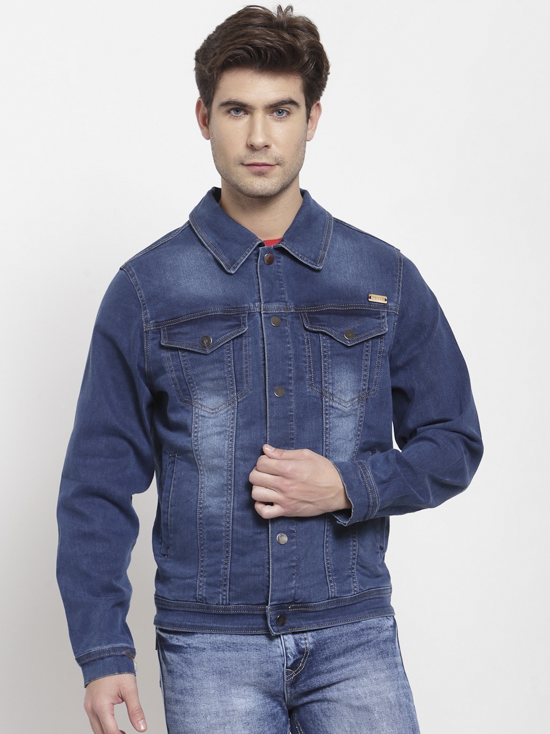 

FEVER Men Blue Washed Denim Jacket