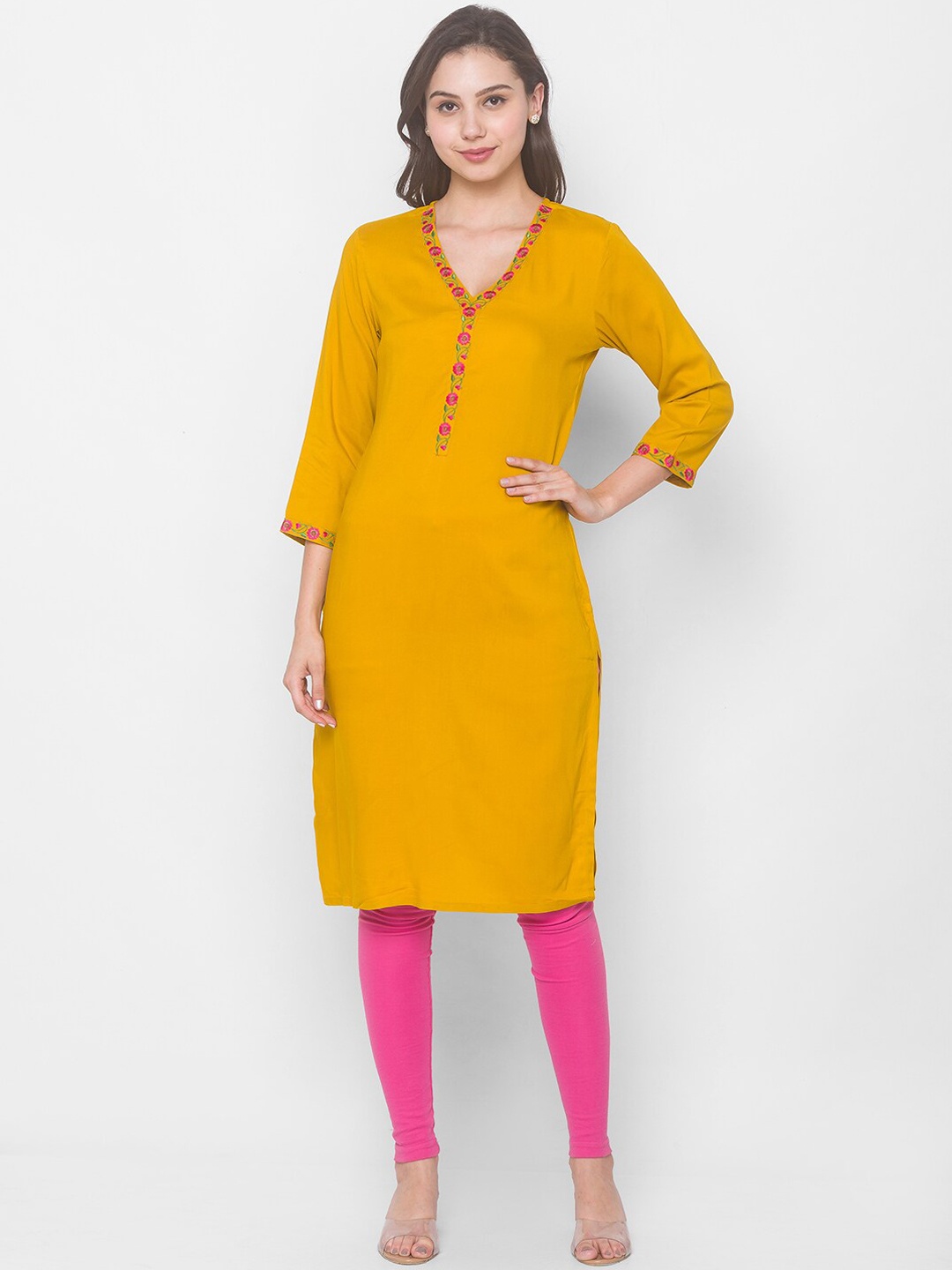 

Globus Women Mustard Yellow Kurta