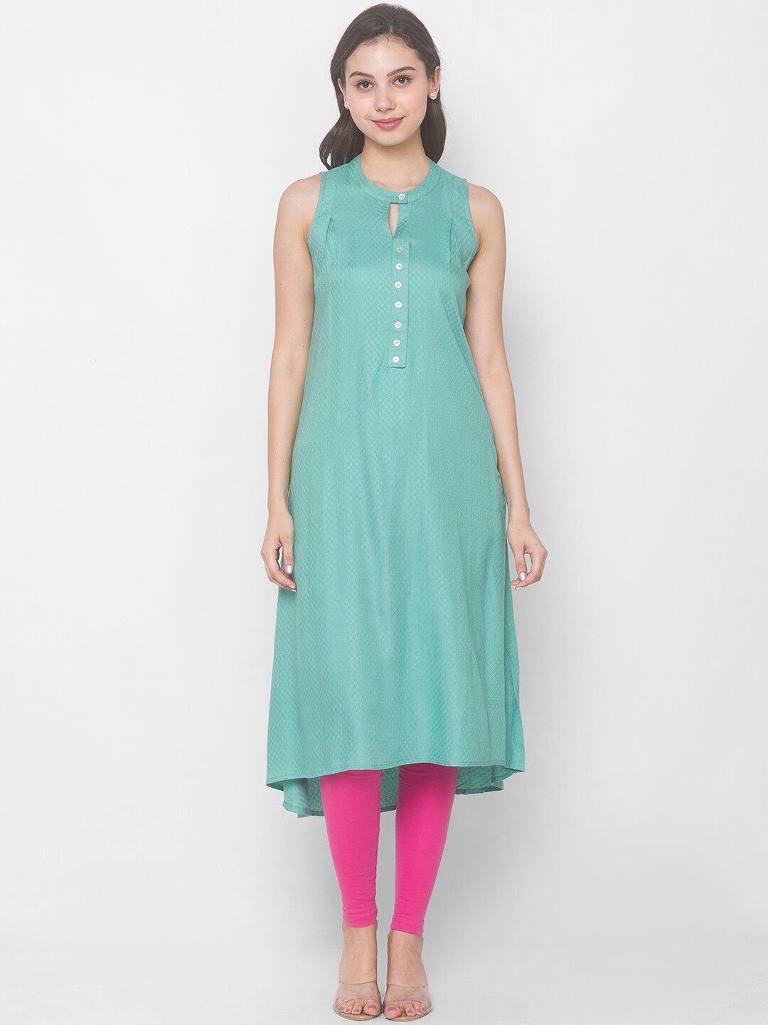 

Globus Women Green Thread Work Kurta