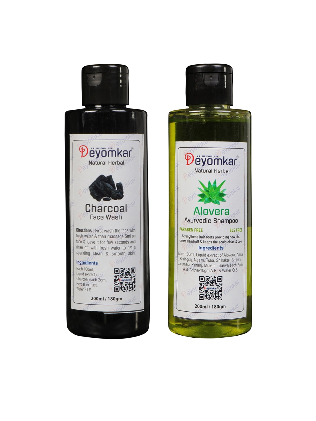 

Deyomkar Natural Herbal Alovera Shampoo With Charcoal Face wash, Green