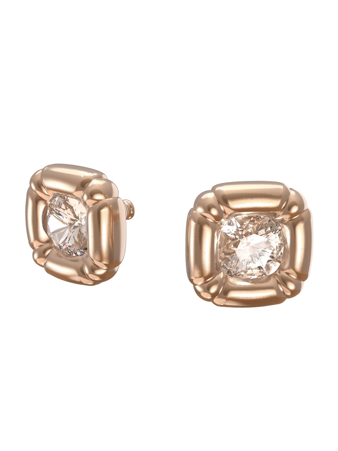 

SWAROVSKI White & Rose Gold-Plated Dulcis Square Studs Earrings