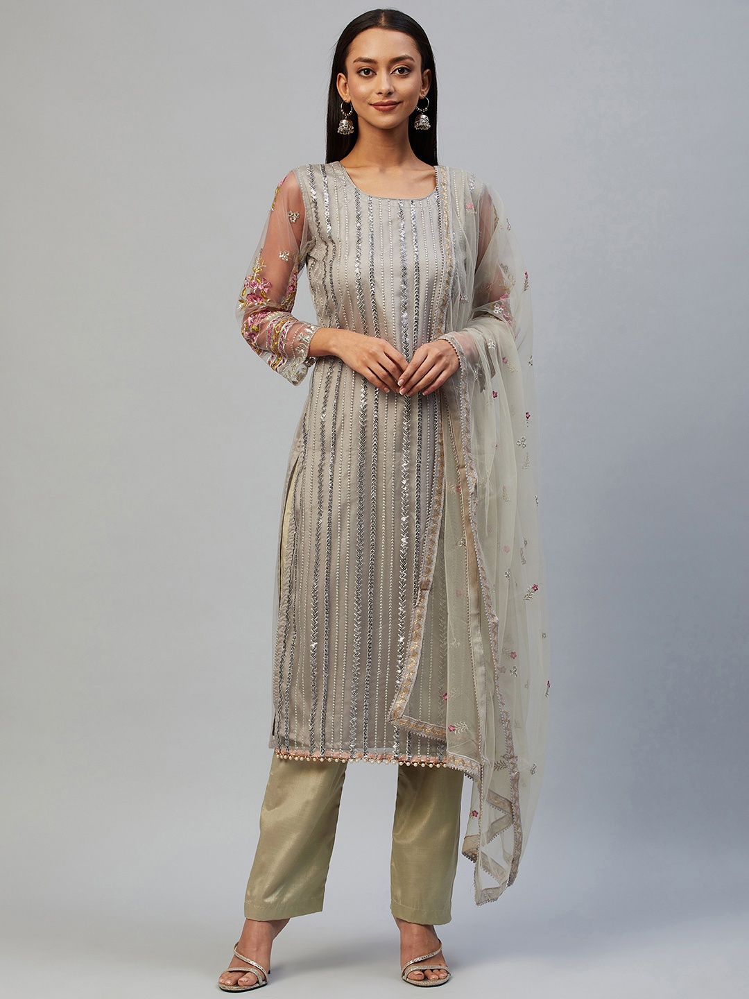 

Readiprint Fashions Grey & Green Embroidered Unstitched Dress Material