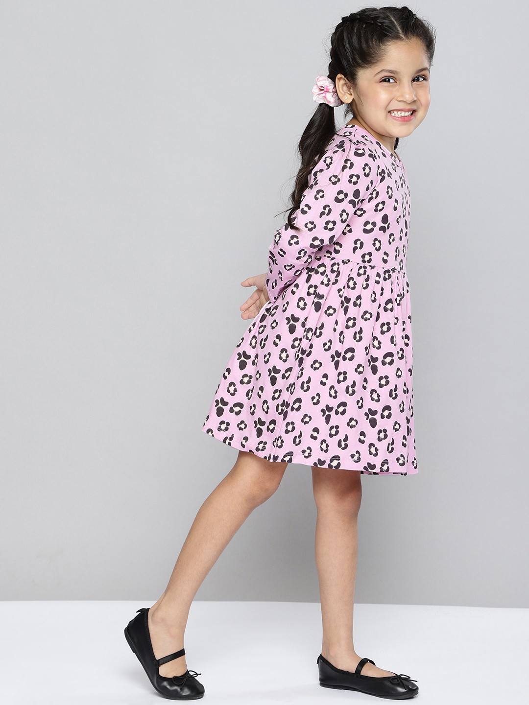 

HERE&NOW Pink Leopard Print Pure Cotton Dress
