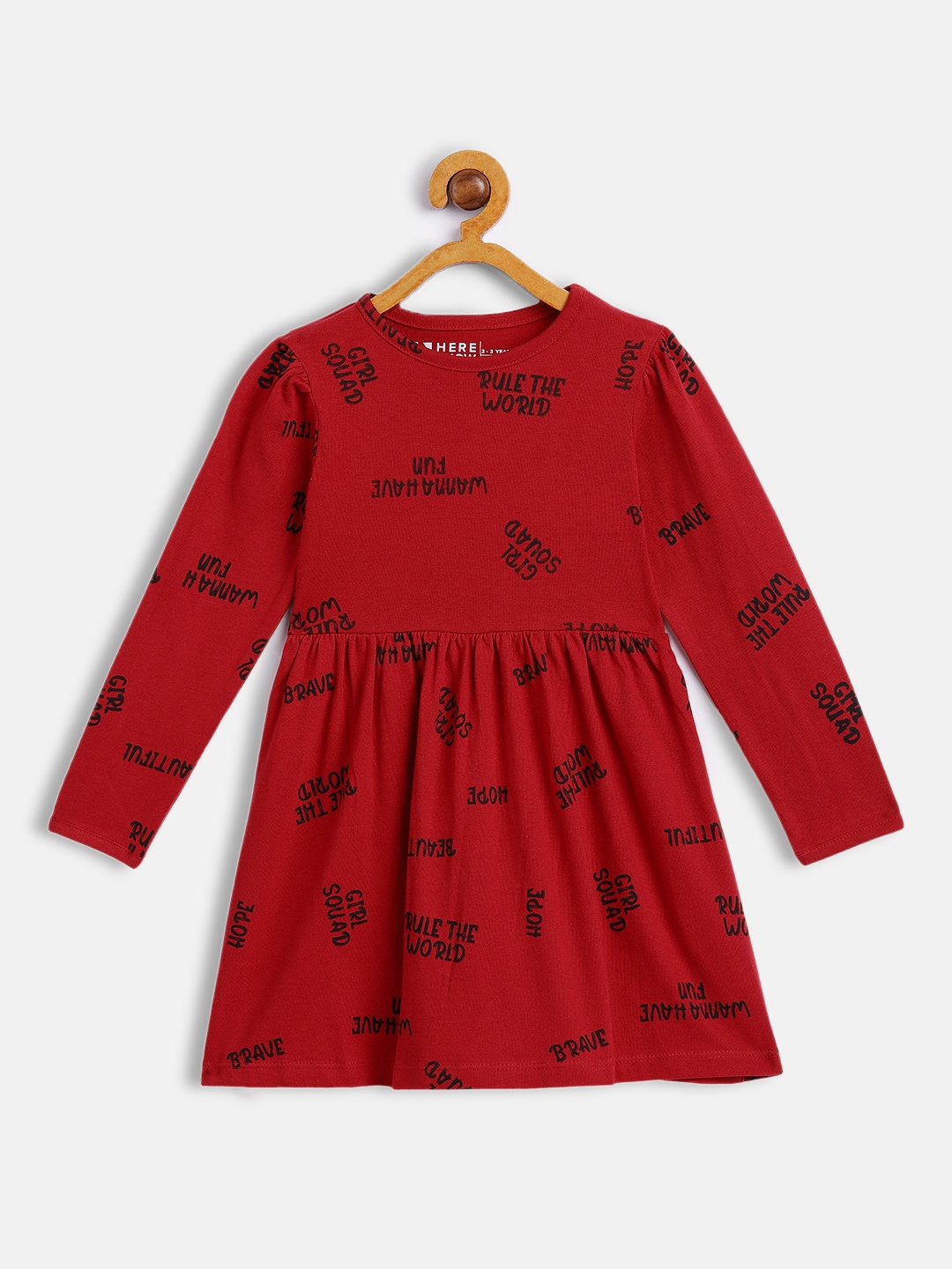 

HERE&NOW Red Printed Pure Cotton Dress