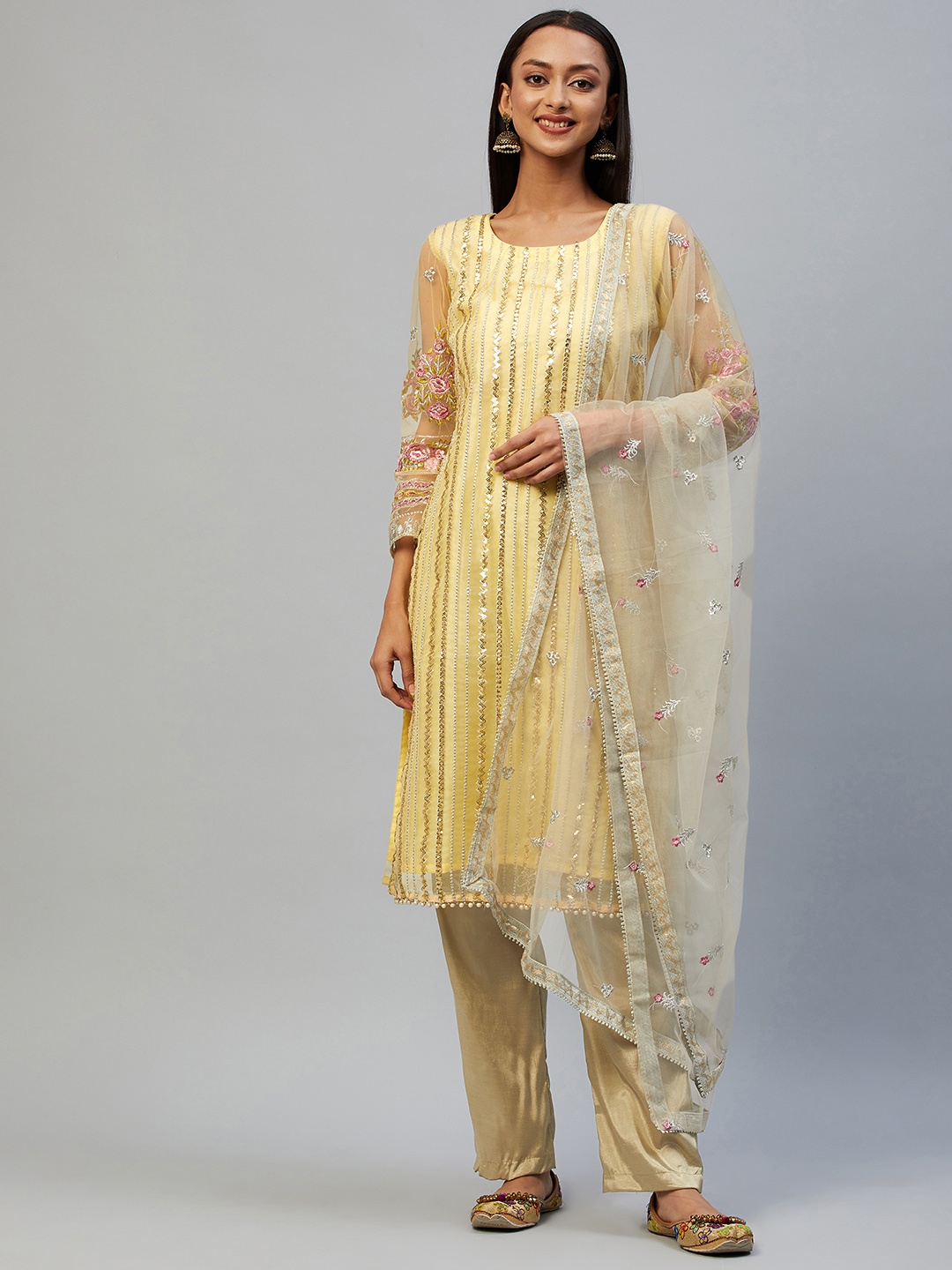

Readiprint Fashions Yellow & Green Embroidered Unstitched Dress Material