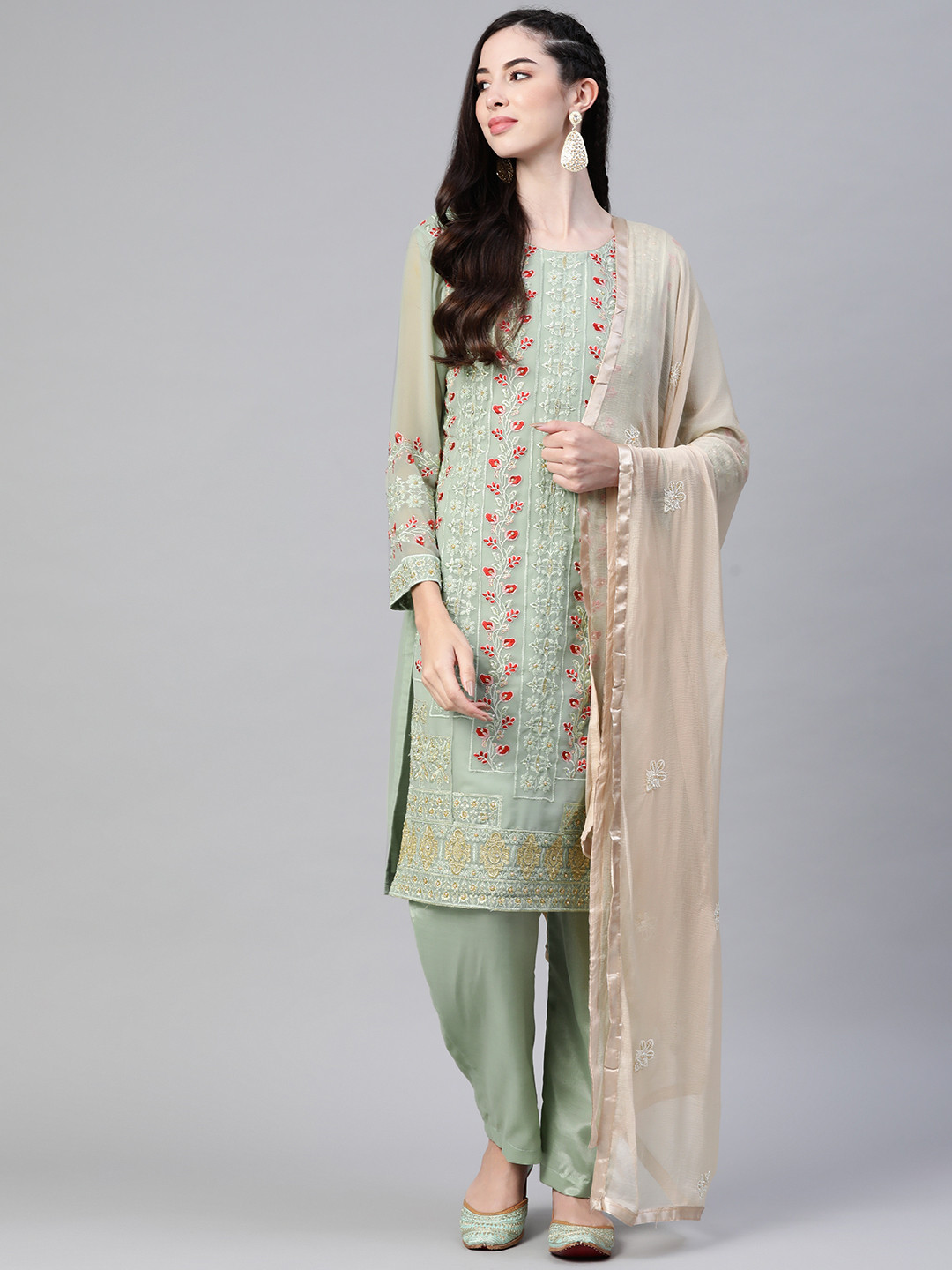 

Readiprint Fashions Green & Beige Floral Embroidered Unstitched Dress Material
