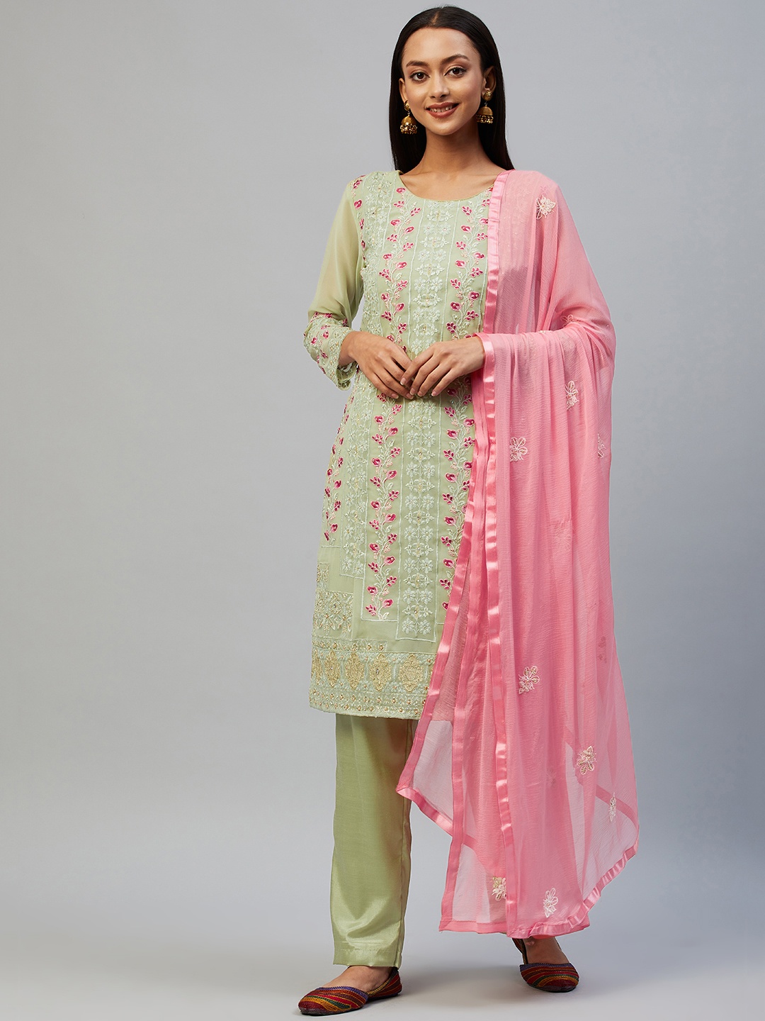 

Readiprint Fashions Green & Lime Green Embroidered Unstitched Dress Material