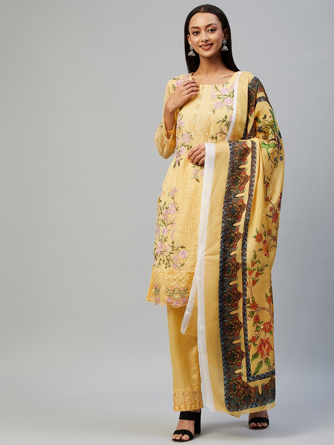 

Readiprint Fashions Yellow Embroidered Unstitched Dress Material