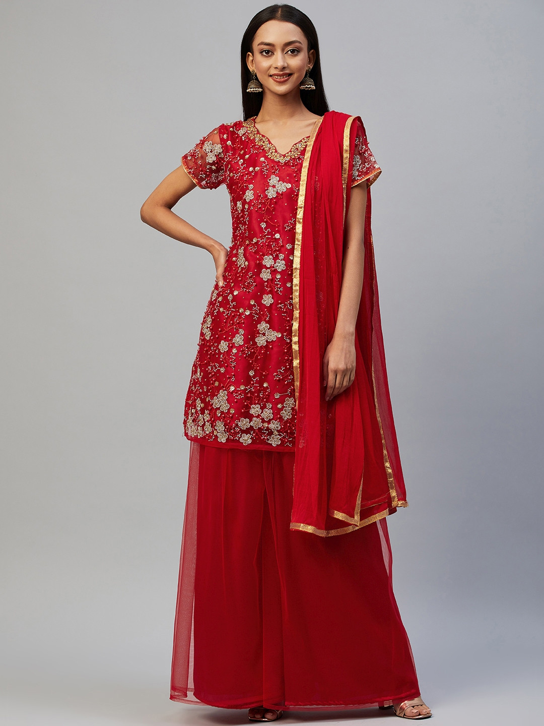 

Readiprint Fashions Red Embroidered Unstitched Dress Material