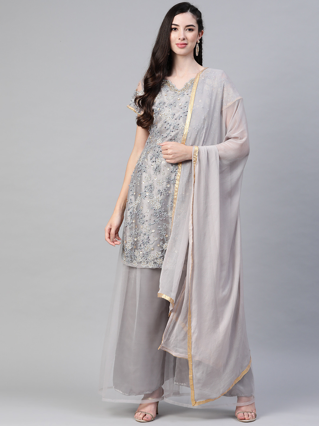 

Readiprint Fashions Grey Floral Embroidered Unstitched Dress Material