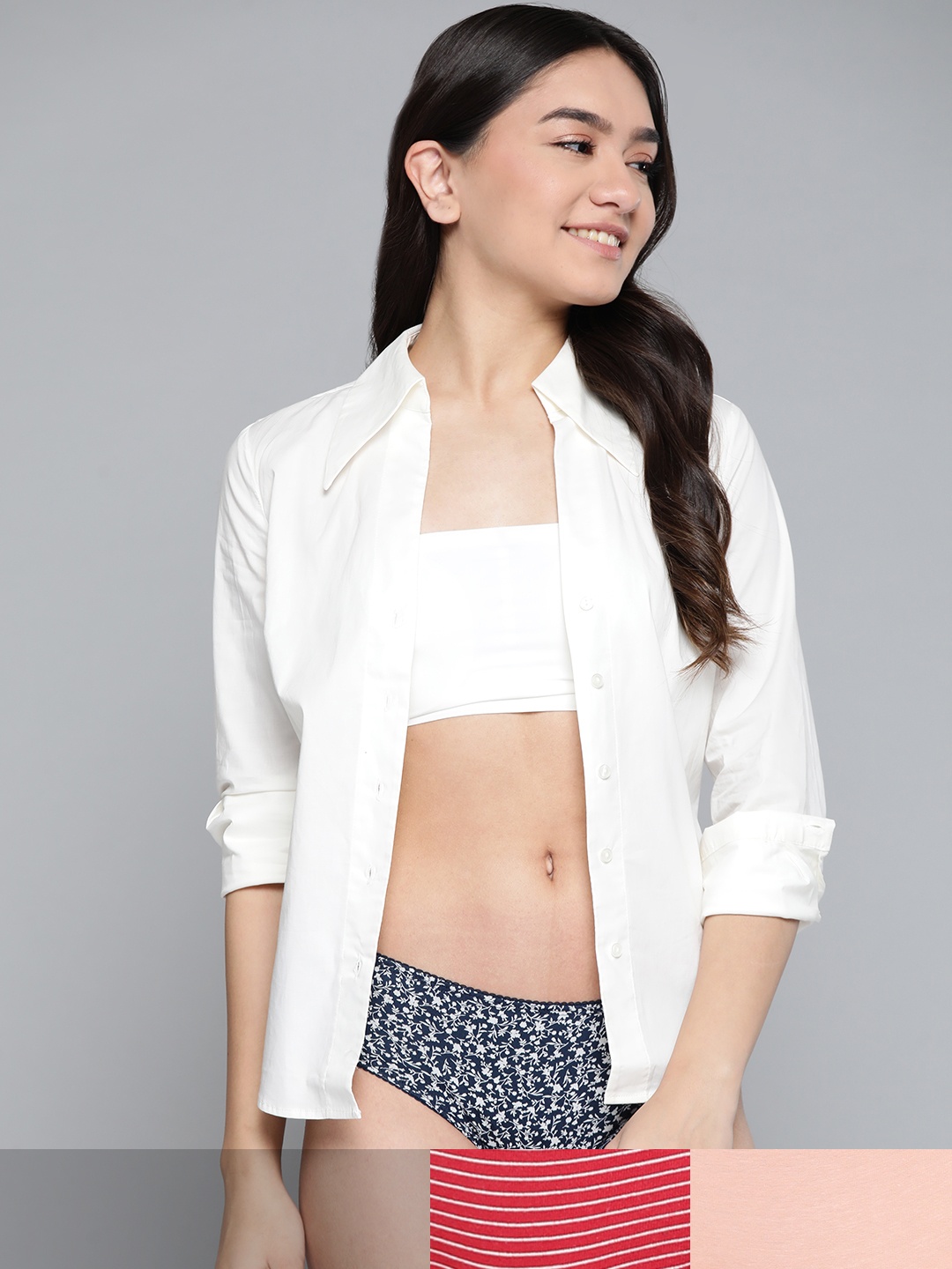 

Mast & Harbour Women Pack of 3 Pure Cotton Hipster Briefs MNH-PRT-HIP-NEW-002-A, Navy blue