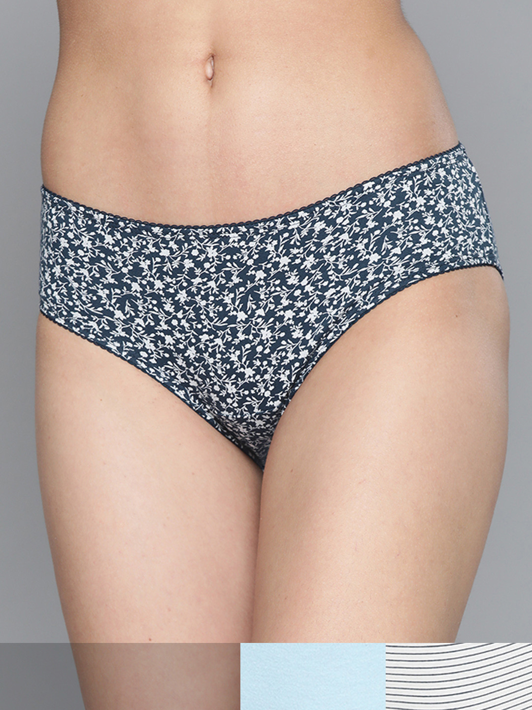 

Mast & Harbour Women Pack of 3 Hipster Briefs MNH-PRT-HIP-NEW-005-A, Navy blue