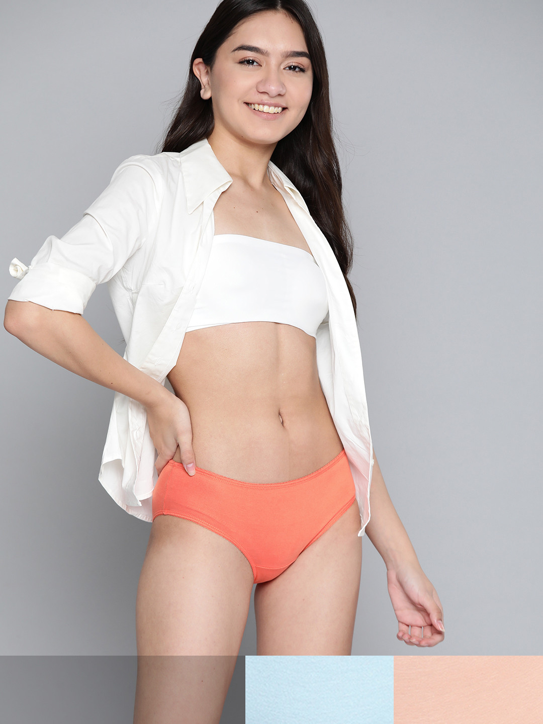 

Mast & Harbour Women Pack of 3 Cotton Hipster Briefs MNH-SOL-HIP-NEW-003-A, Peach