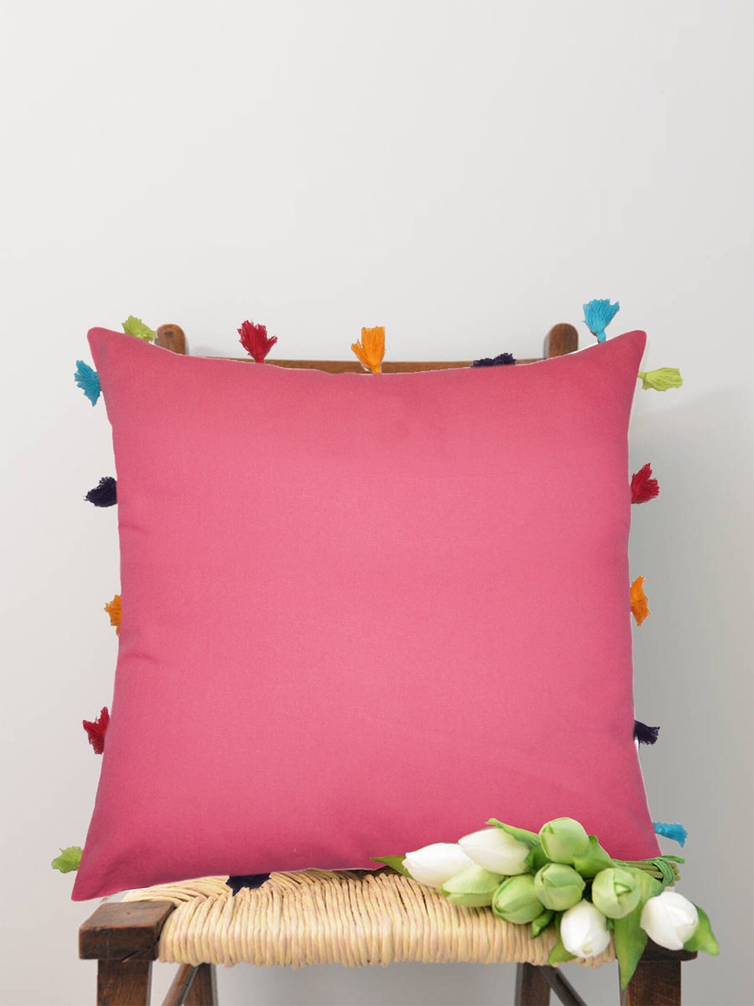 

Lushomes Pink Set of 5 Square Premium Cotton Cushion Covers