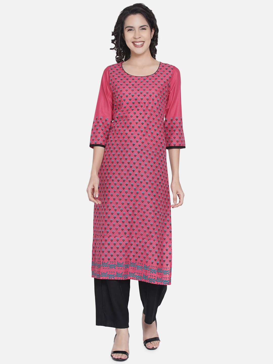 

Akshatani Women Rose Floral Printed Straight Kurta