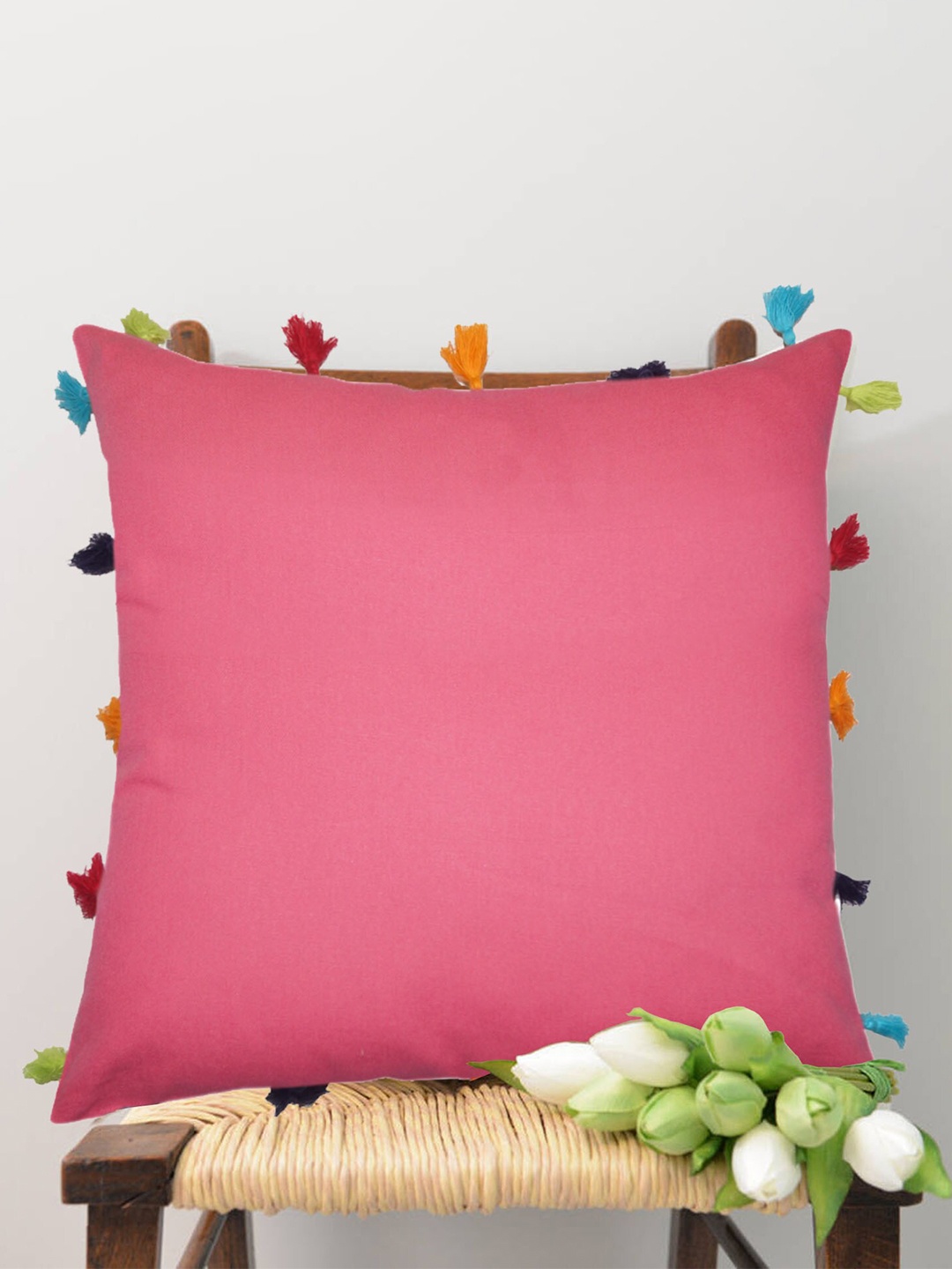 

Lushomes Pink Set of 3 Square Cushion Covers