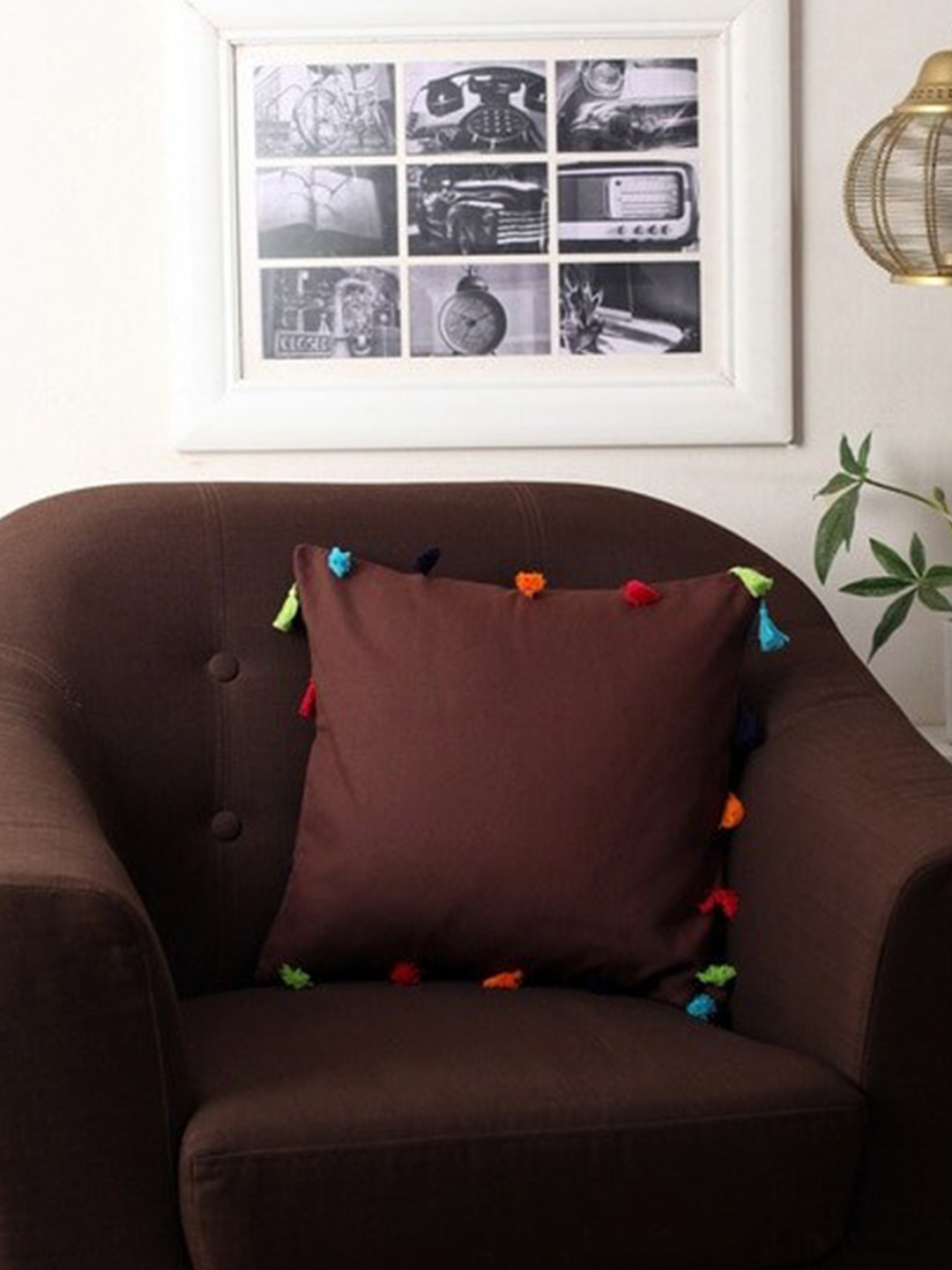 

Lushomes Brown Set of 3 Square Cushion Covers