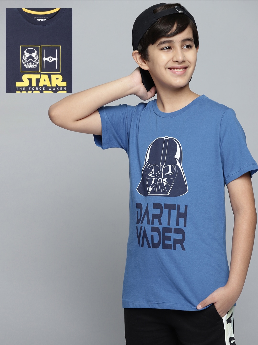 

YK Star Wars Boys Pack of 2 Star Wars Printed Cotton T-shirt, Blue