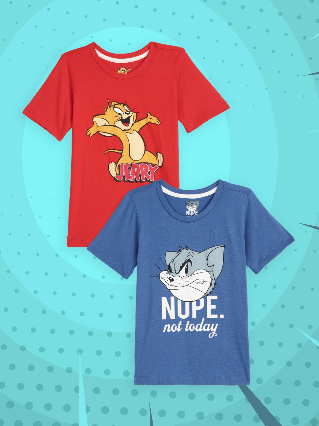 

YK Warner Bros Boys Pack of 2 Red Tom & Jerry Printed T-Shirts