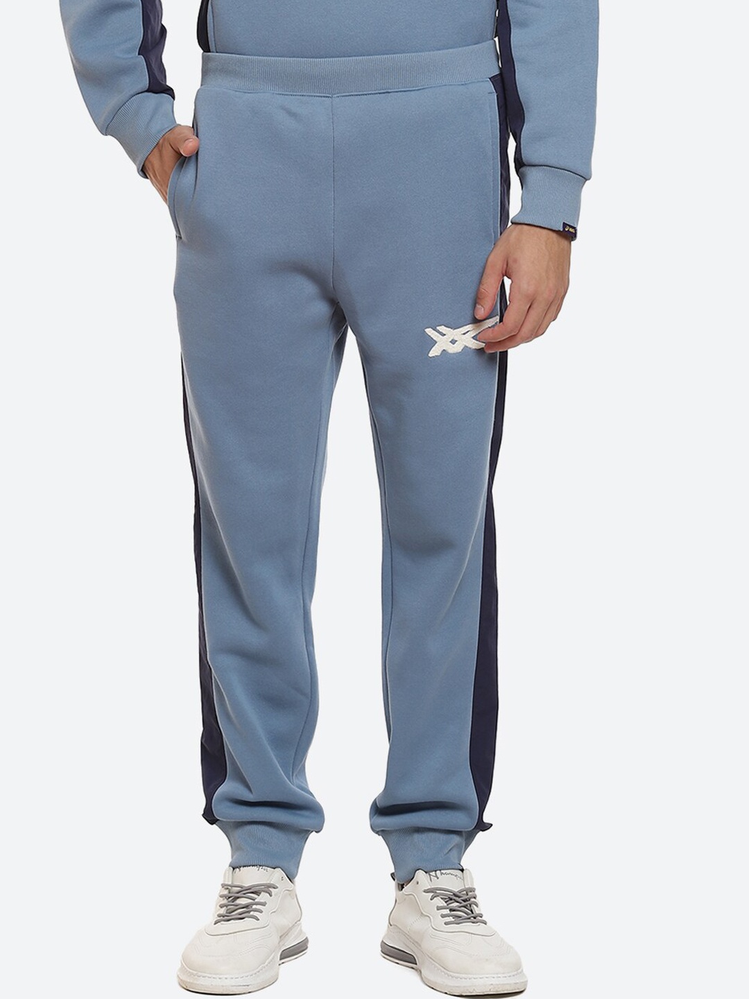 

ASICS Men Grey Solid French Terry Cotton M BRUSHED FRENCH Walking Track Pants With Side Stripes